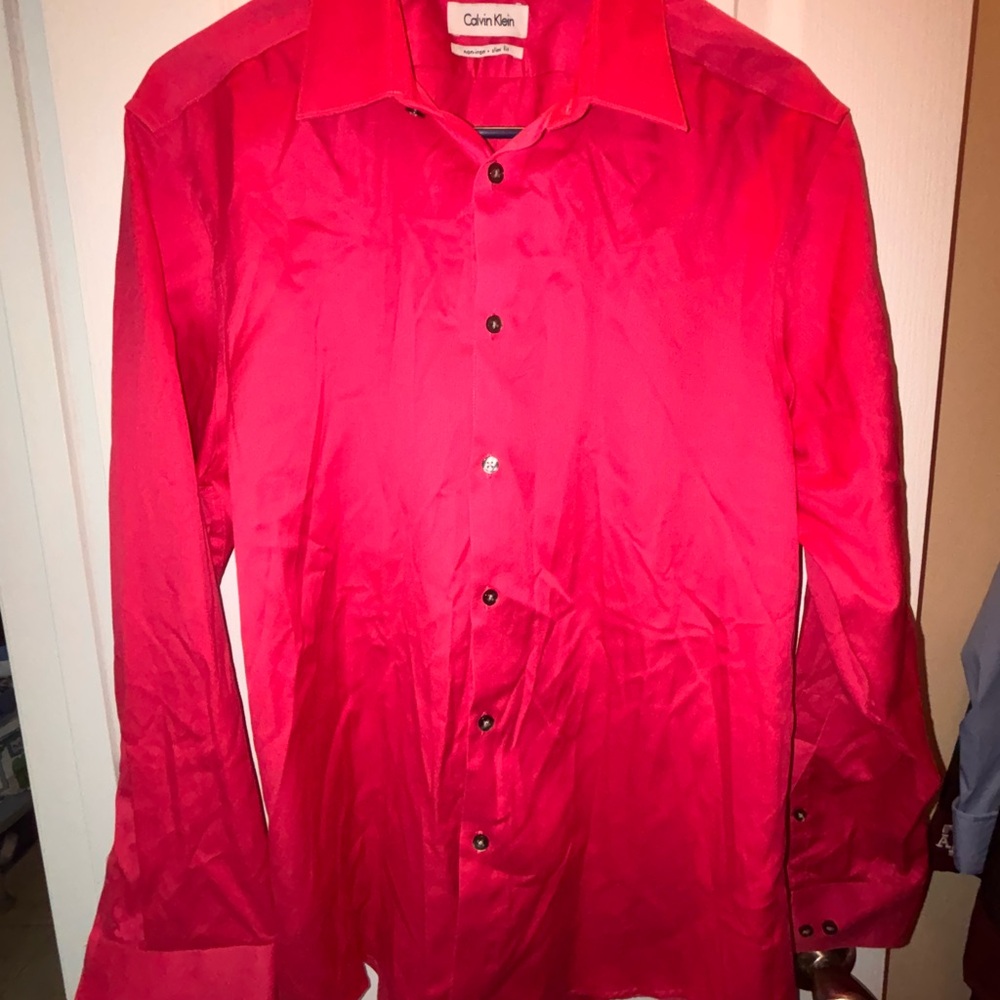 Calvin Klein Vibrant Pink Button Up Shirt